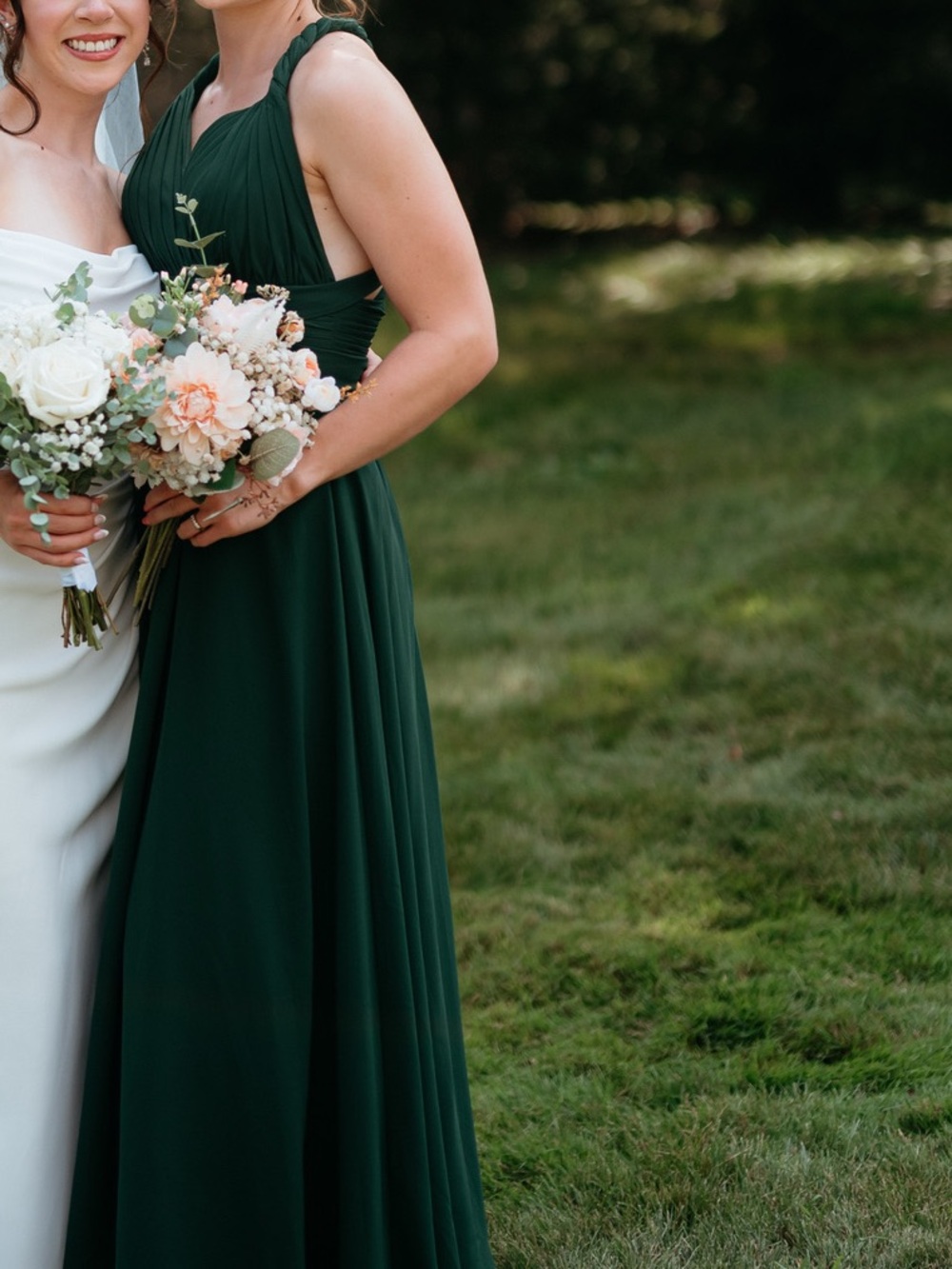 Christina Wu Forest Green Bridesmaid Halter Gown